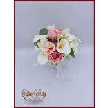 Koszorúslány vagy dobó örök-csokor kála, rózsa, orchidea, liziantusz kövekkel díszített 