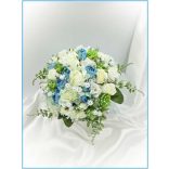 Fehér rózsás-kék boglárkás örök-csokor 