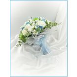 Fehér rózsás-kék boglárkás örök-csokor 