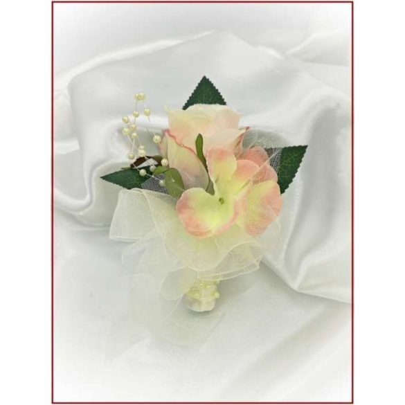 Hamvas barack 1 rózsás kitűző, bokréta 