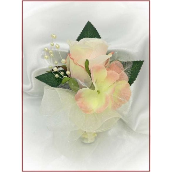 Hamvas barack 1 rózsás kitűző, bokréta 