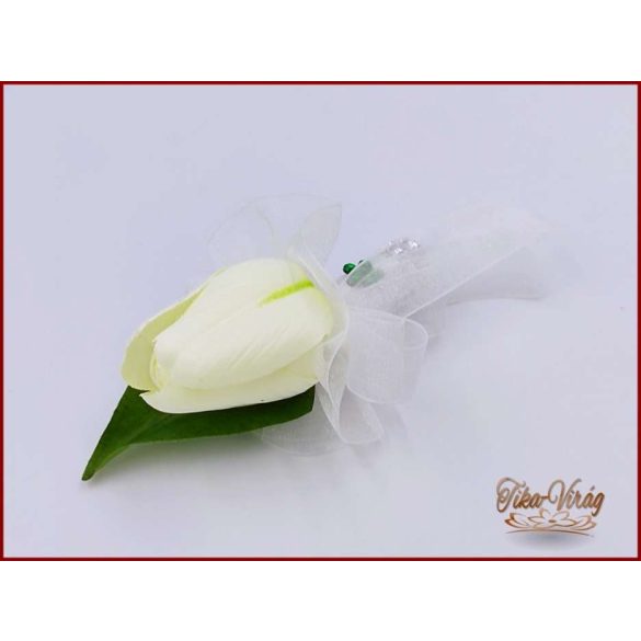 29 szálas Fehér tulipán örök-csokor+ kitűzővel 