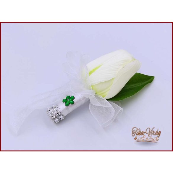 29 szálas Fehér tulipán örök-csokor+ kitűzővel 