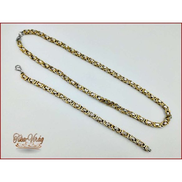 Ezüst-arany színű nemesacél nyaklánc+Karkötő szett 