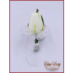 Fehér tulipános kitűző, bokréta 