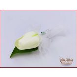 Fehér tulipános kitűző, bokréta 