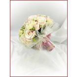 Mályva-ekrü 34 szálas örök-csokor kitűzővel 