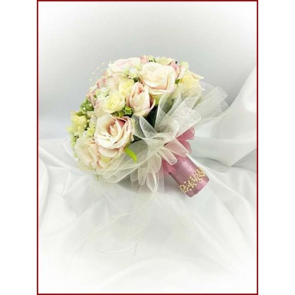 Mályva-ekrü 34 szálas örök-csokor kitűzővel 