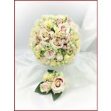 Mályva-ekrü 34 szálas örök-csokor kitűzővel 