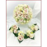 Mályva-ekrü 34 szálas örök-csokor kitűzővel 