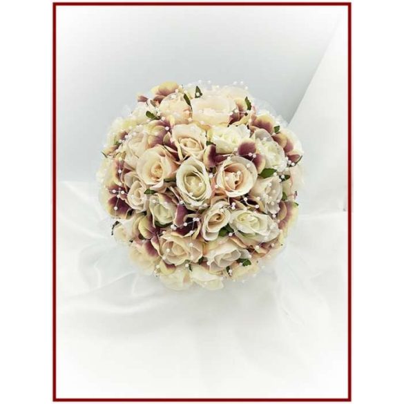 Sötét-mályvás-pasztell 32 virágos Örök-csokor 