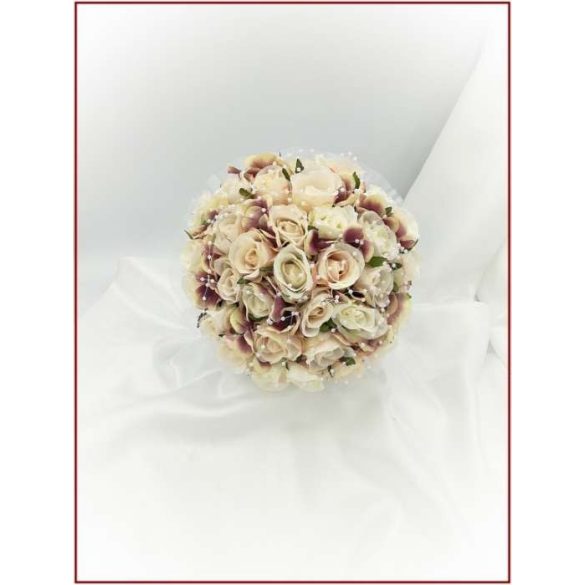 Sötét-mályvás-pasztell 32 virágos Örök-csokor 