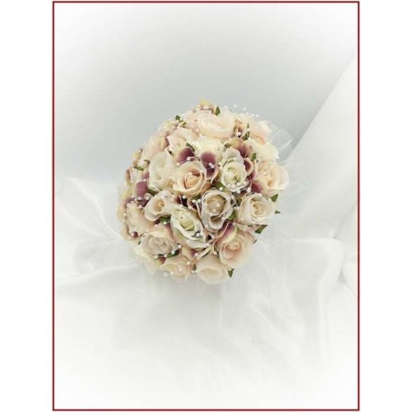 Sötét-mályvás-pasztell 32 virágos Örök-csokor 