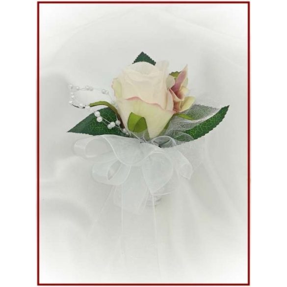 Sötét-mályvás-pasztell 1 virágos kitűző, bokréta 