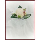 Sötét-mályvás-pasztell 1 virágos kitűző, bokréta 