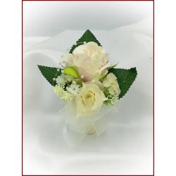 Mályva-ekrü 1 virágos kitűző, bokréta 