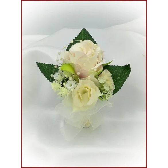 Mályva-ekrü 1 virágos kitűző, bokréta 