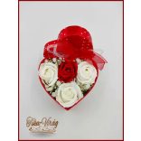 Szappan-rózsa box "M" Pettyes szív 