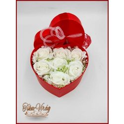 Szappan-rózsa box "L" Piros szív dobozban 