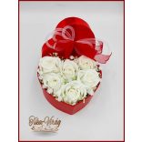 Szappan-rózsa box "M" Piros szív dobozban 