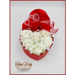 Szappan-rózsa box "M" Piros szív dobozban 