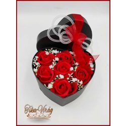 Szappan-rózsa box "L" Fekete szív dobozban 