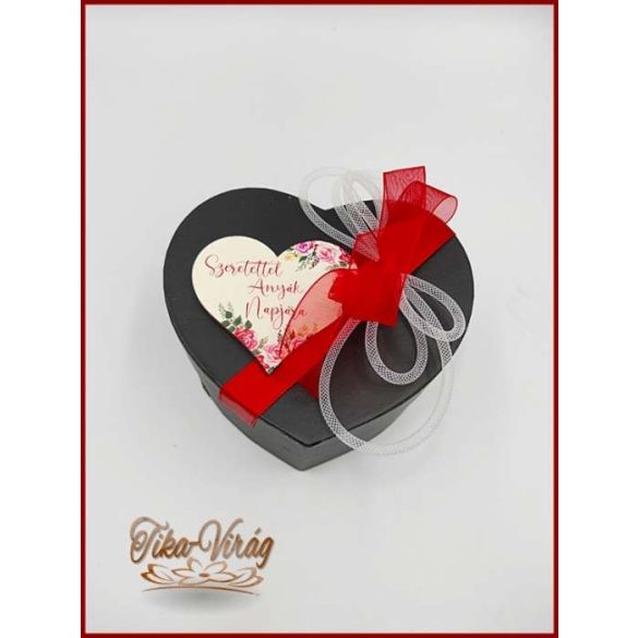 Szappan-rózsa box "L" Fekete szív dobozban 