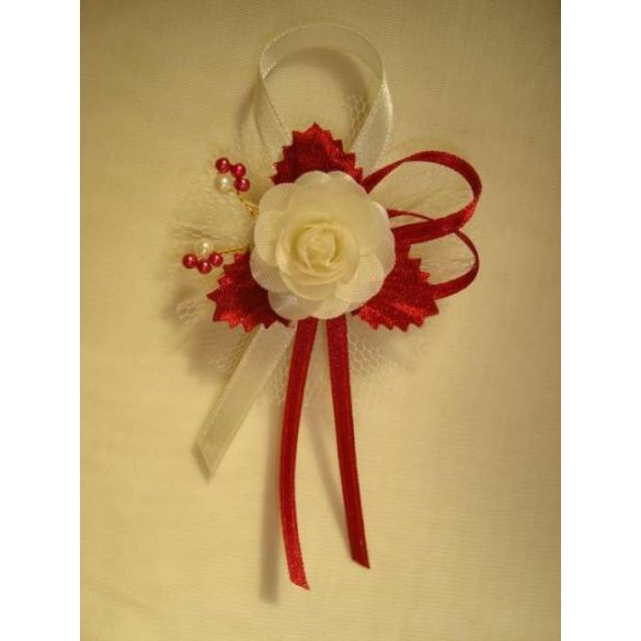 1" Bokréta, kitűző ekrü-bordó 