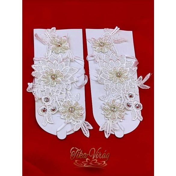 Menyasszonyi csipke kesztyű, rövid ujjas változat  