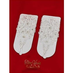 Finom csipke rövid kesztyű menyasszonyi ruhához 