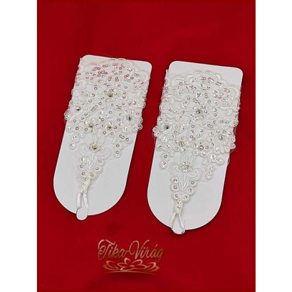 Finom csipke rövid kesztyű menyasszonyi ruhához 