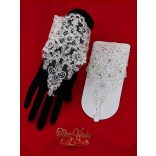 Finom csipke rövid kesztyű menyasszonyi ruhához 