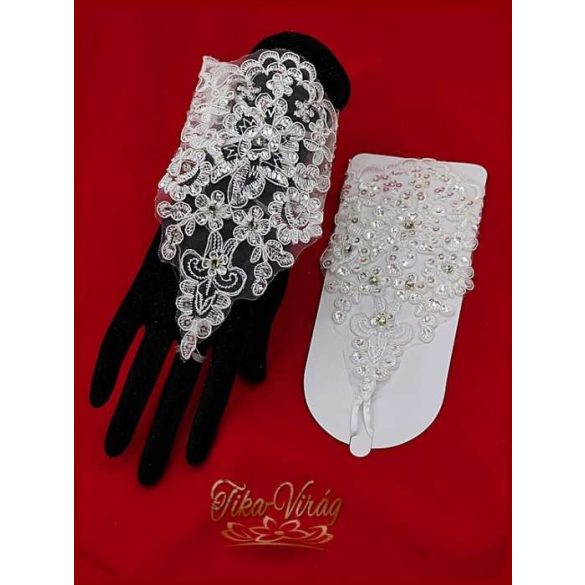 Finom csipke rövid kesztyű menyasszonyi ruhához 