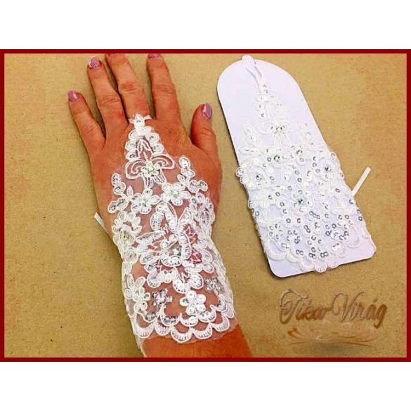 Finom csipke rövid kesztyű menyasszonyi ruhához 