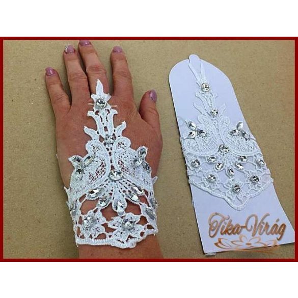 Rövid csipke kesztyű elegáns menyasszonyok számára 