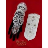 Menyasszonyi esküvői csipke kesztyű rövid fazonban 