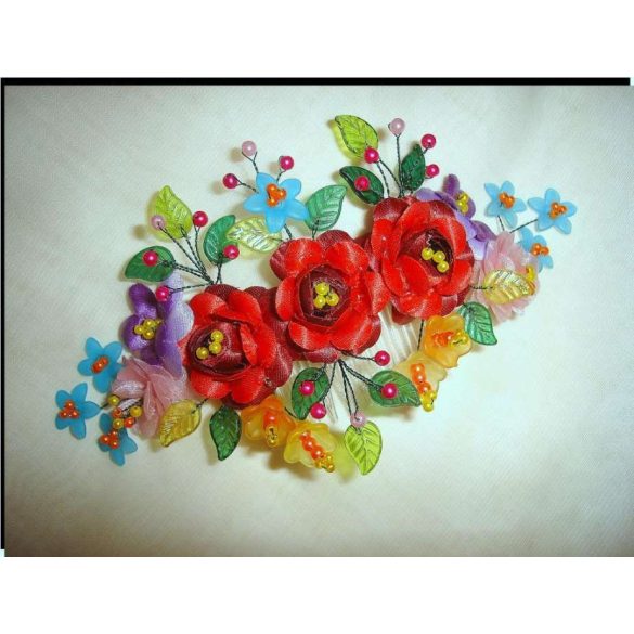 Kalocsai motívumos fejdísz 