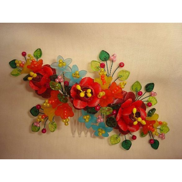 Kalocsai motívumos fejdísz 