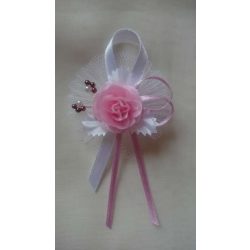   1" bokréta, kitűző rózsaszín-fehér-csoki-barna gyönggyel 