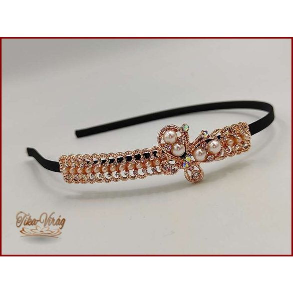 Gold-Rose strasszköves gyöngyös hajráf B3984-14807.