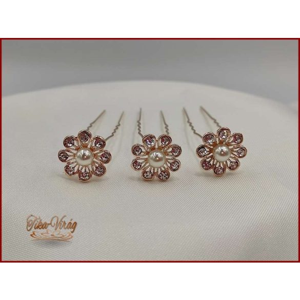 Gold-Rose strasszköves hajtű gyönggyel BEIGC-180510.