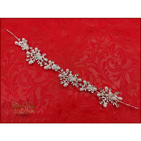 Strasszos hajdísz fehér gyöngyökkel díszítve BENHQ-211201.2.