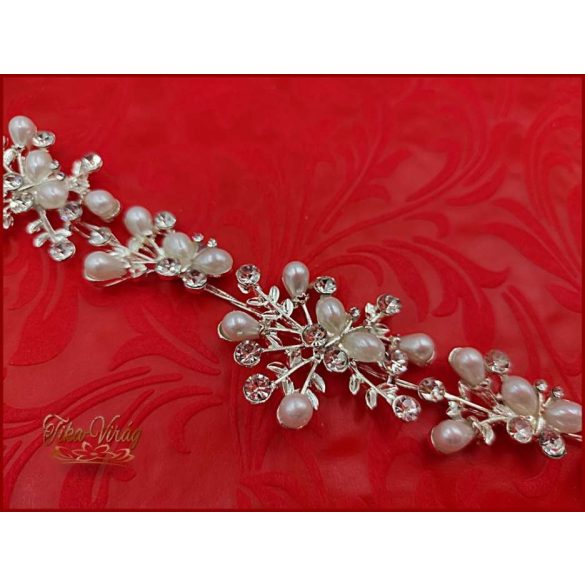 Strasszos hajdísz fehér gyöngyökkel díszítve BENHQ-211201.2.