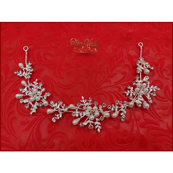 Strasszos hajdísz fehér gyöngyökkel díszítve BENHQ-211201.3.