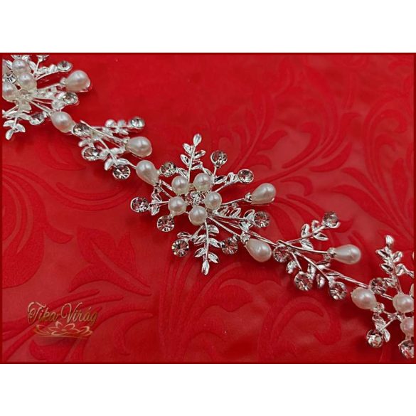 Strasszos hajdísz fehér gyöngyökkel díszítve BENHQ-211201.3.