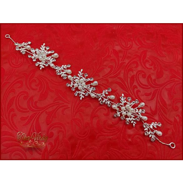 Strasszos hajdísz fehér gyöngyökkel díszítve BENHQ-211201.3.