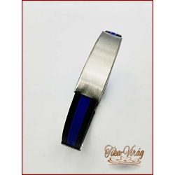   Fekete-kék színű Görög mintás gravírozható kaucsuk karkötő 