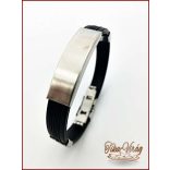 Fekete-fekete színű Görög mintás gravírozható kaucsuk karkötő 