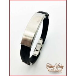   Fekete-fekete színű Görög mintás gravírozható kaucsuk karkötő 