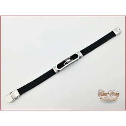 Fekete-ezüst színű nemesacél mintás karkötő 